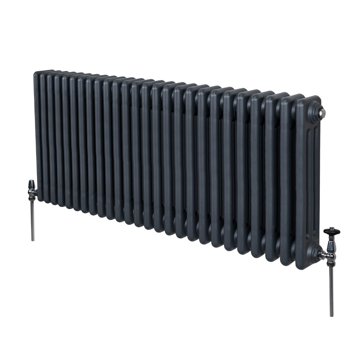 Radiateur traditionnel à 3 colonnes, 600 x 1192 mm, finition gris anthracite, surface lisse et texture métallique élégante
