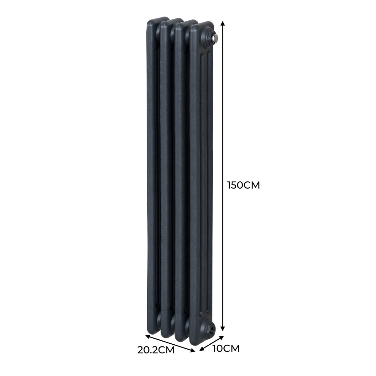 Radiateur Traditionnel à 3 Colonnes – 1500 x 202 mm – Gris Anthracite