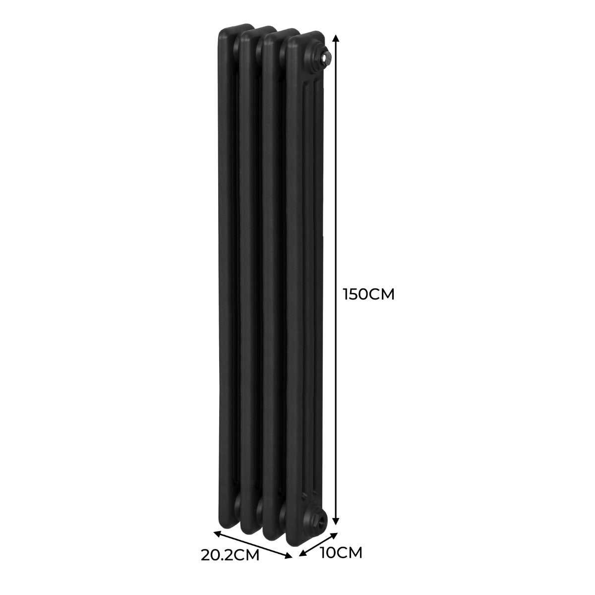 Radiateur Traditionnel à 3 Colonnes – 1500 x 202 mm – Noir