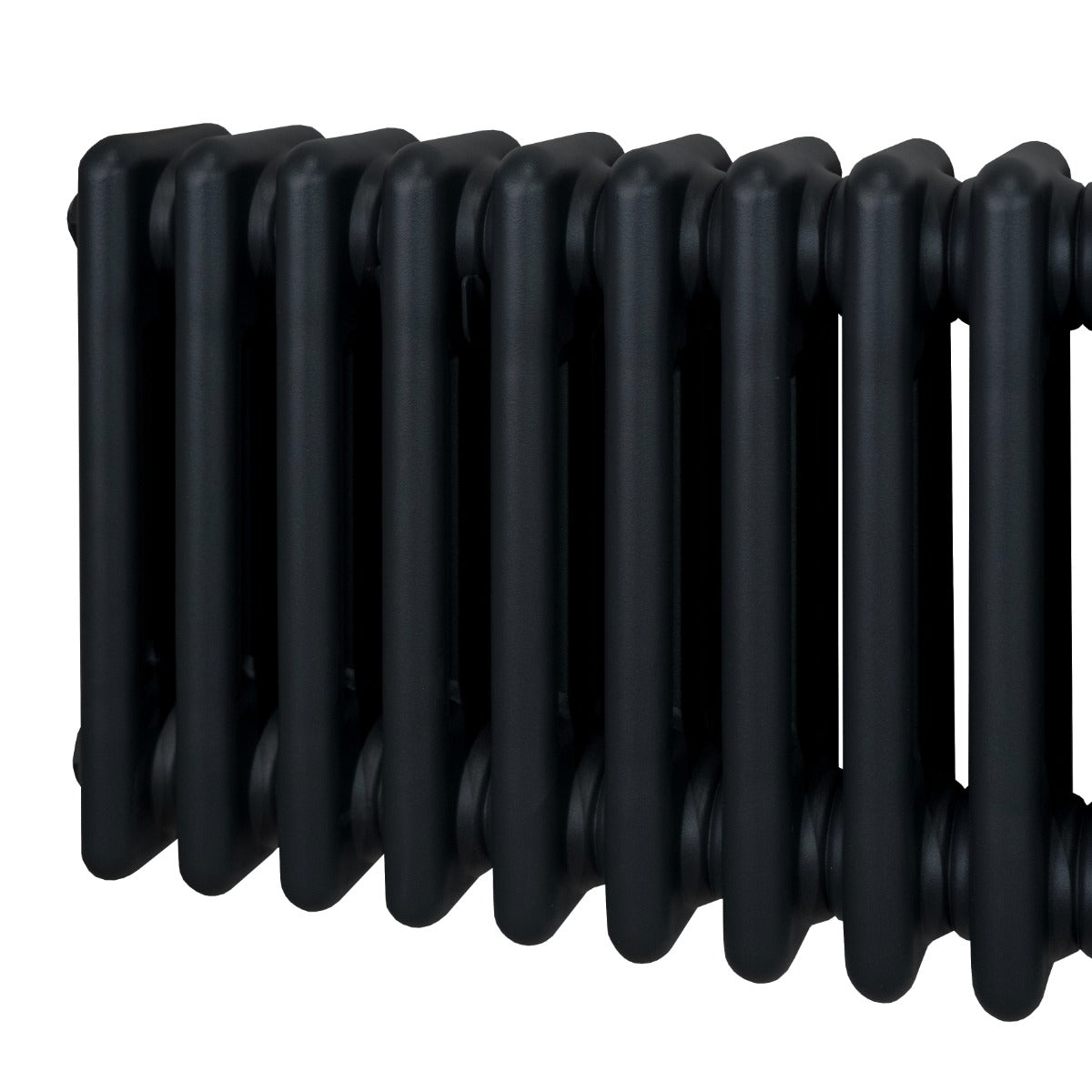 Radiateur traditionnel à 3 colonnes, 1500 x 292 mm, finition noire mate, avec des lignes élégantes et une texture lisse