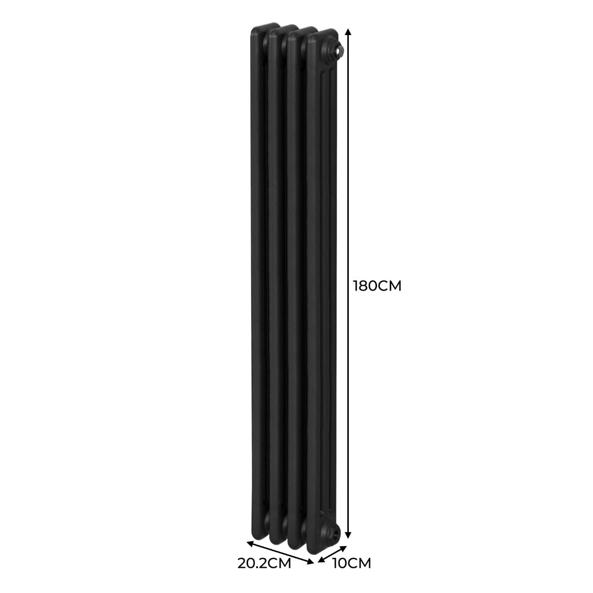 Radiateur Traditionnel à 3 Colonnes – 1800 x 202 mm – Noir