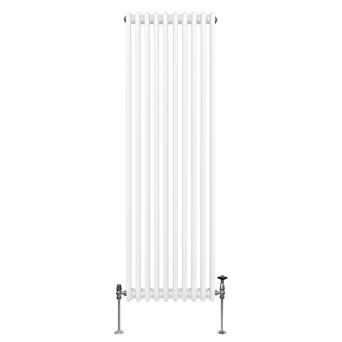 Radiateur traditionnel à 3 colonnes, blanc, 1800 x 472 mm, avec une finition lisse et des pieds en métal robustes pour un style classique