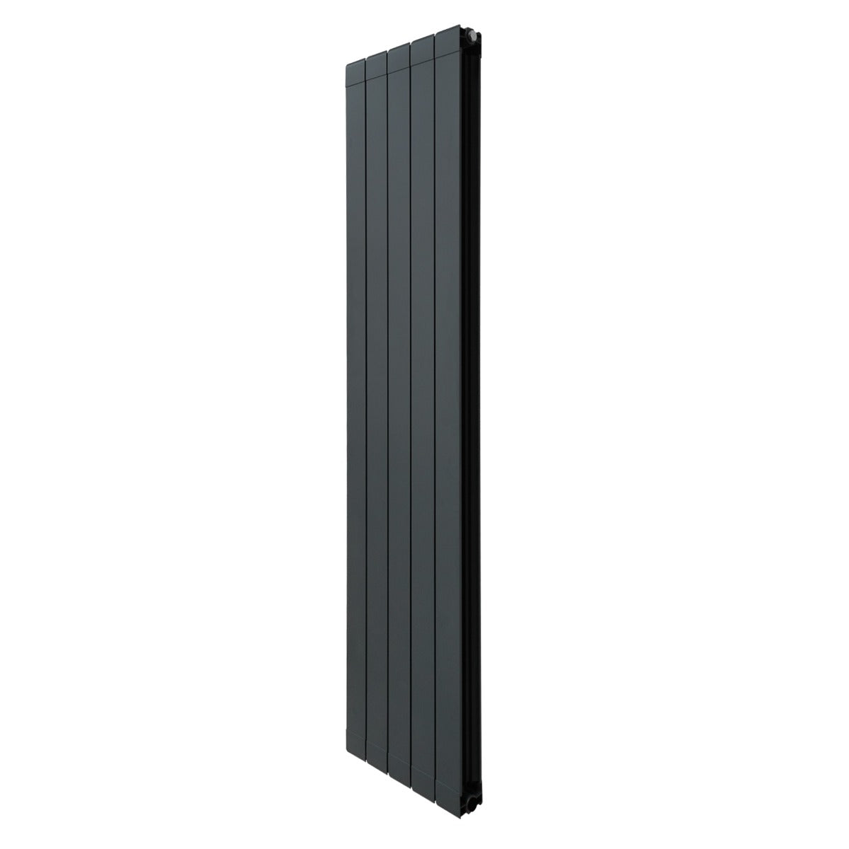 Radiateur en aluminium vertical, 1800 x 395 mm, finition noire mate, design moderne avec des lignes épurées et une texture lisse
