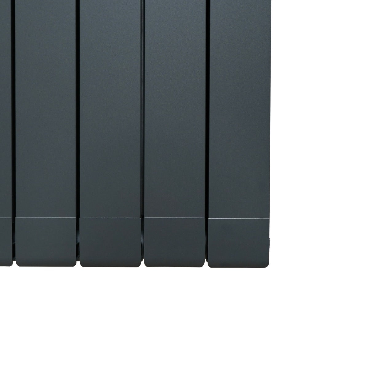 Radiateur en aluminium gris foncé, dimensions 1800 x 395 mm, avec des lignes épurées et une finition lisse et moderne