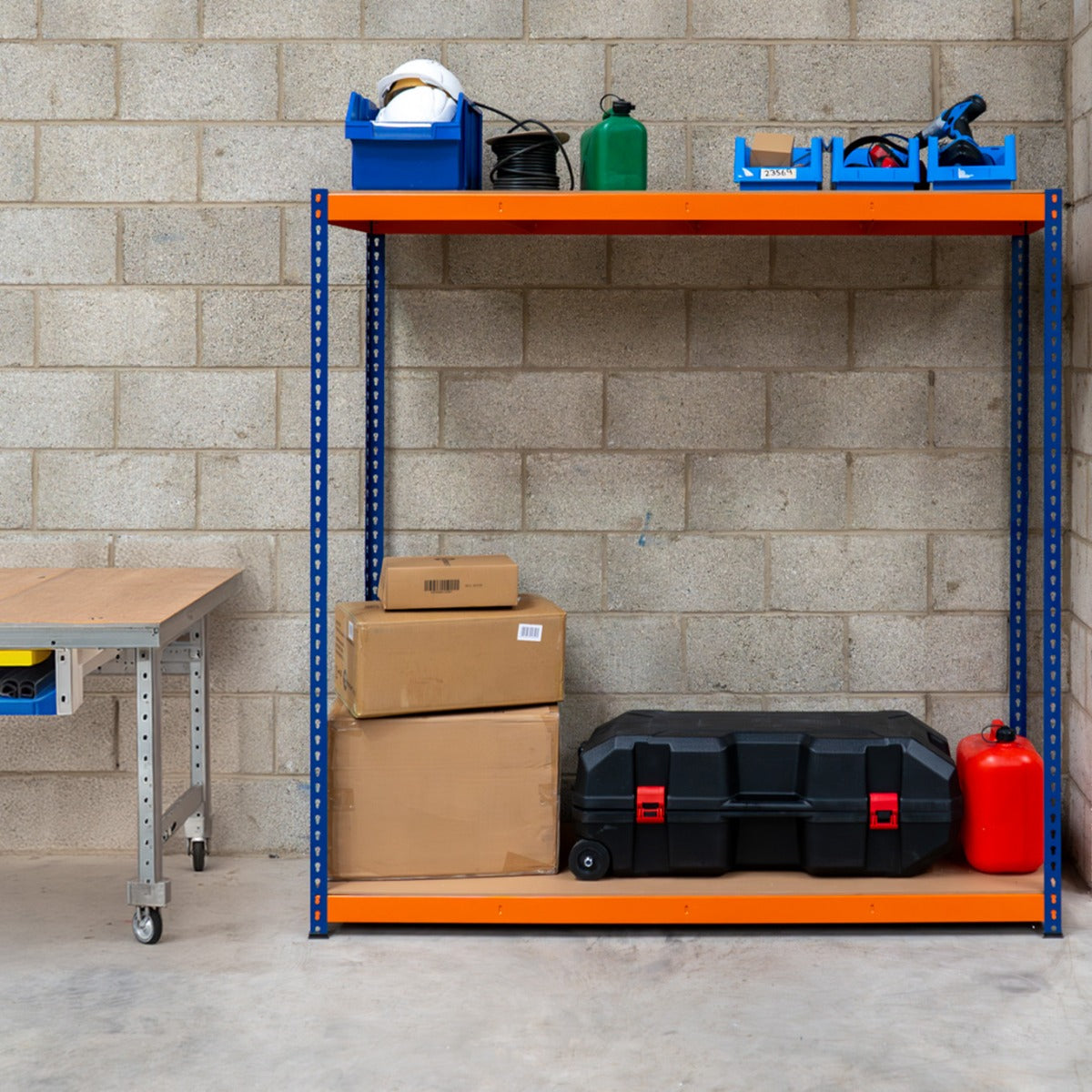 Monster Racking - 1 Rayonnage S-Rax à 2 Étagères en Acier Orange et Bleu 60cm x 180cm x 180cm