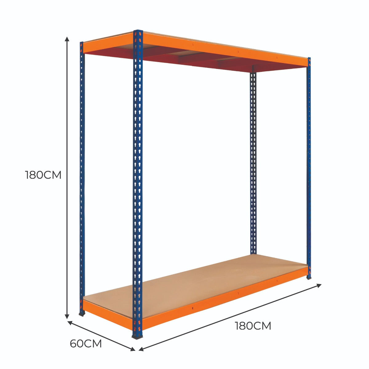 Monster Racking - 1 Rayonnage S-Rax à 2 Étagères en Acier Orange et Bleu 60cm x 180cm x 180cm