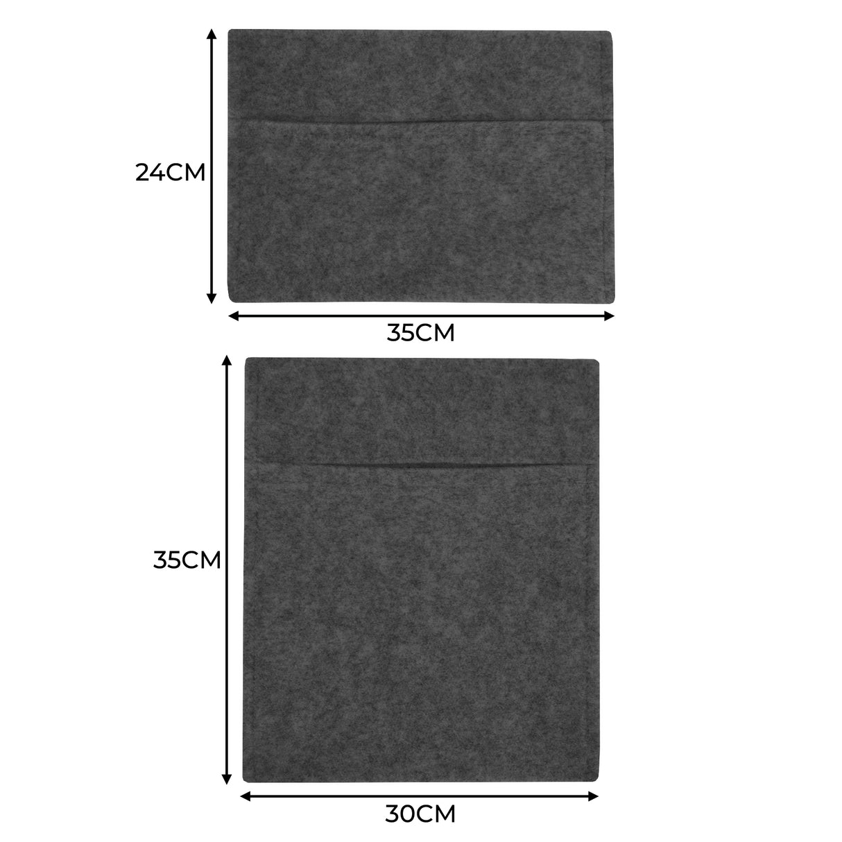 Doublure intérieure en feutre gris anthracite pour van, avec poches de rangement pratiques, dimensions 24x30 cm et 35x35 cm