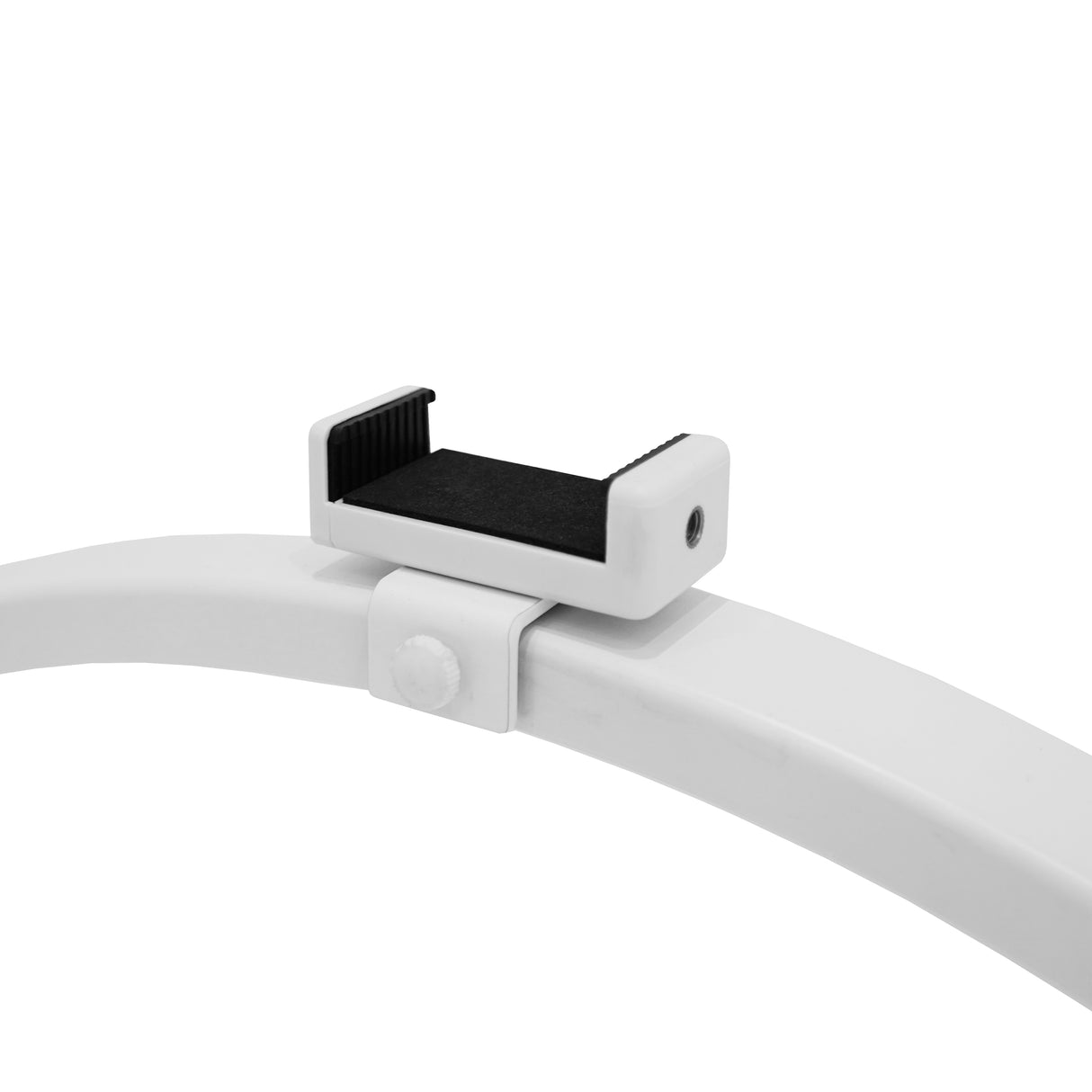 Support de lampe LED demi-lune en plastique blanc, avec une surface noire texturée pour une meilleure adhérence et stabilité
