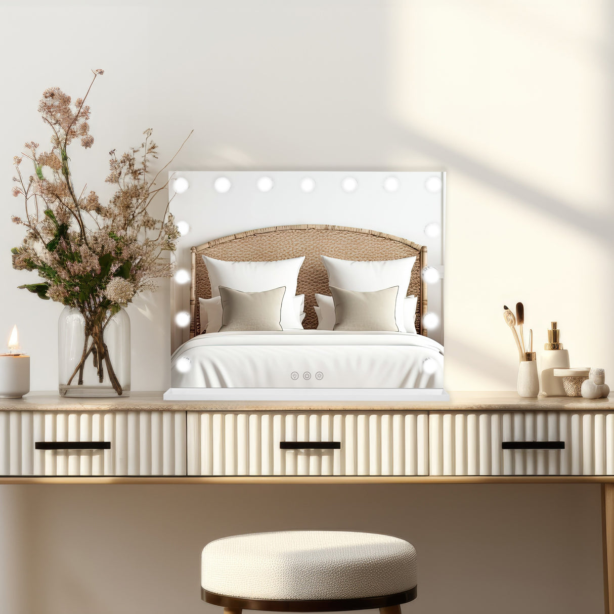 Miroir LED Bluetooth - 58 x 46cm