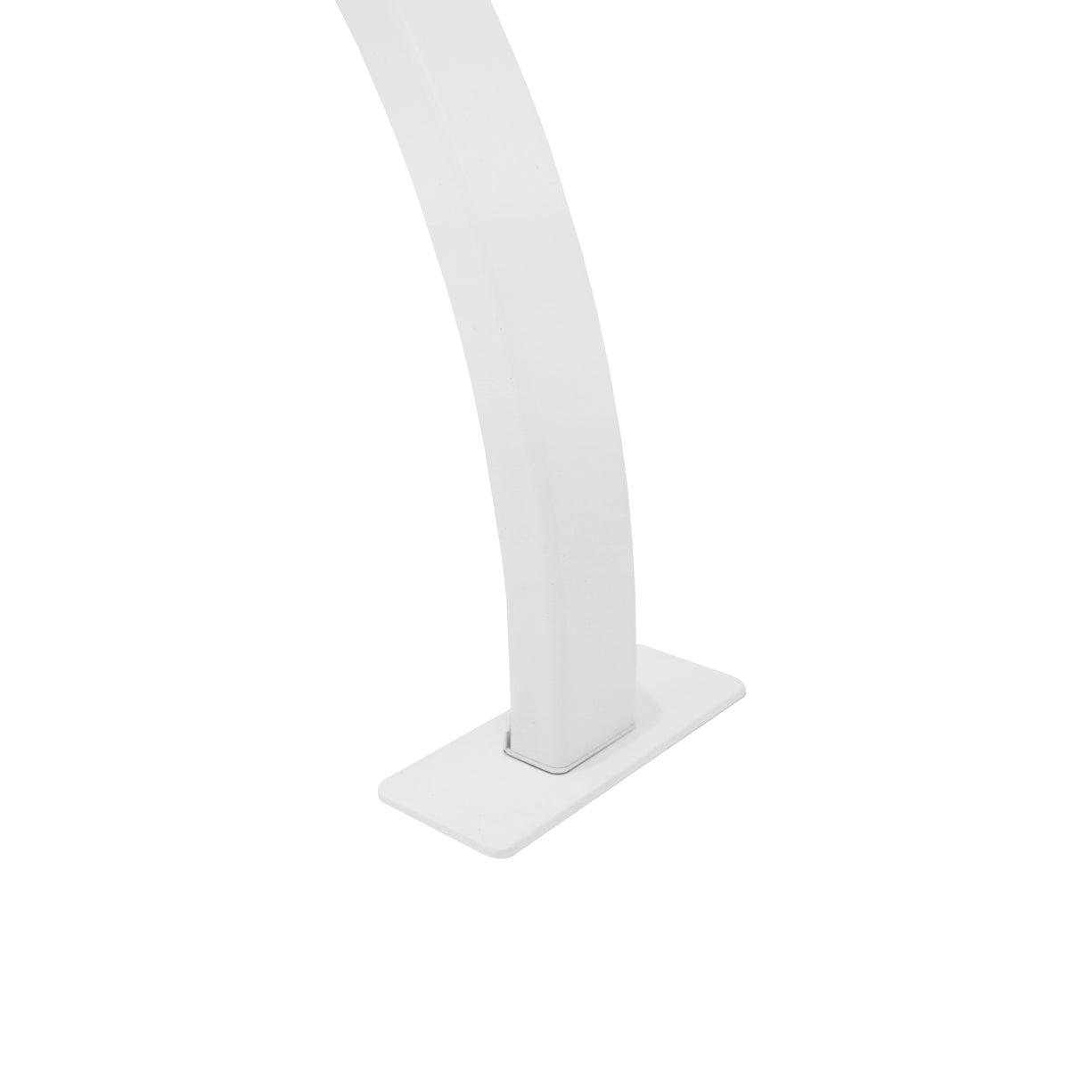 Lampe de manucure LED demi-lune blanche avec une base rectangulaire et un design élégant, idéale pour un éclairage précis