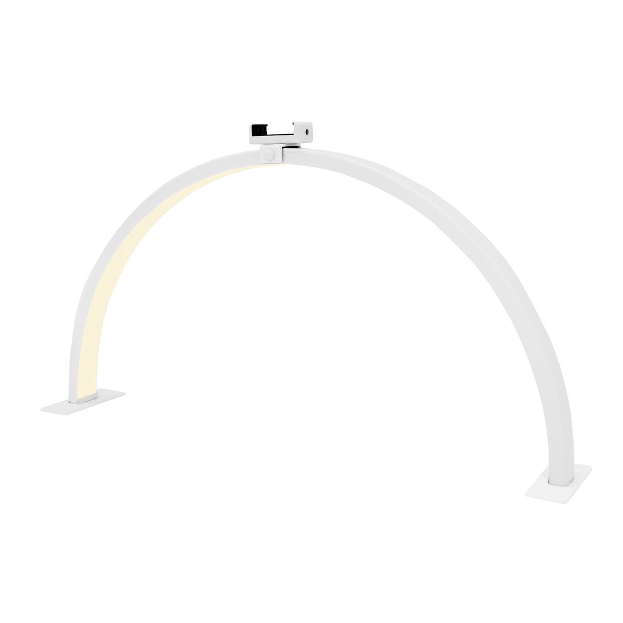 Lampe de manucure LED demi-lune blanche avec une courbe élégante, diffuse une lumière douce et uniforme pour un séchage optimal des ongles