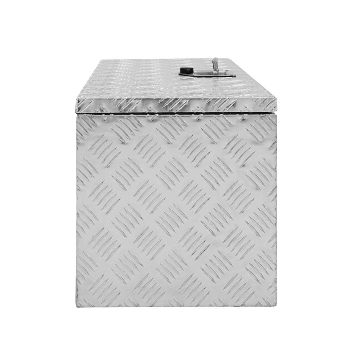 Caisse à outils en aluminium 102 L, finition en métal argenté, surface texturée en diamant, robuste et pratique pour le rangement