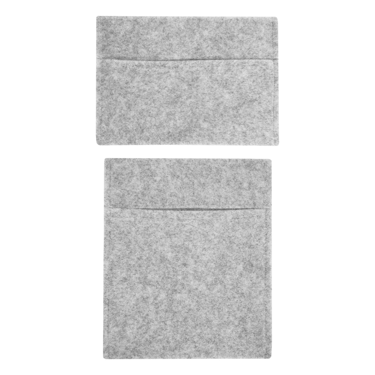 Poches de rangement en feutre gris argenté, avec une texture douce et deux compartiments pratiques pour une organisation optimale