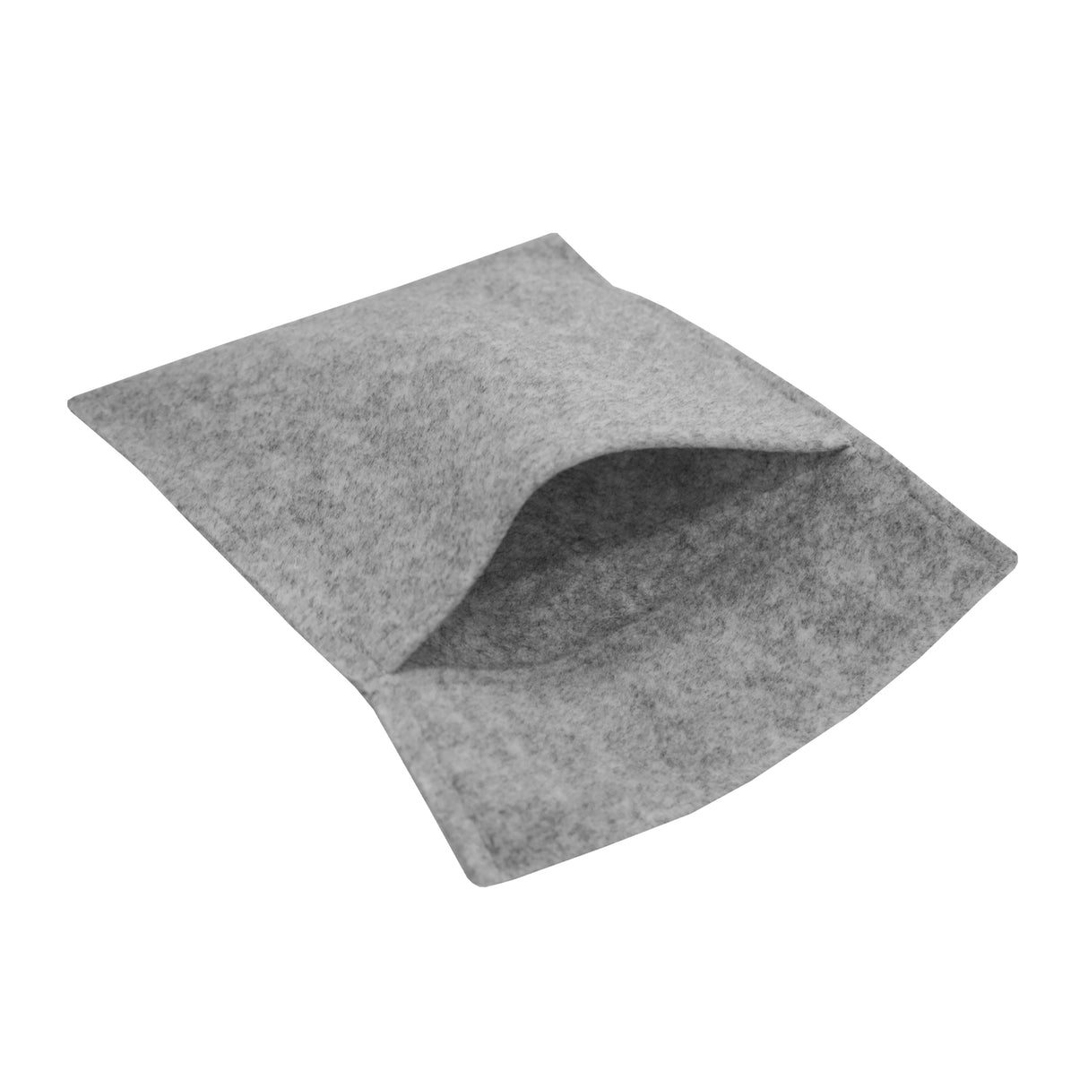 Poche de rangement en feutre gris argenté, douce texture, forme rectangulaire, idéale pour organiser divers objets et accessoires