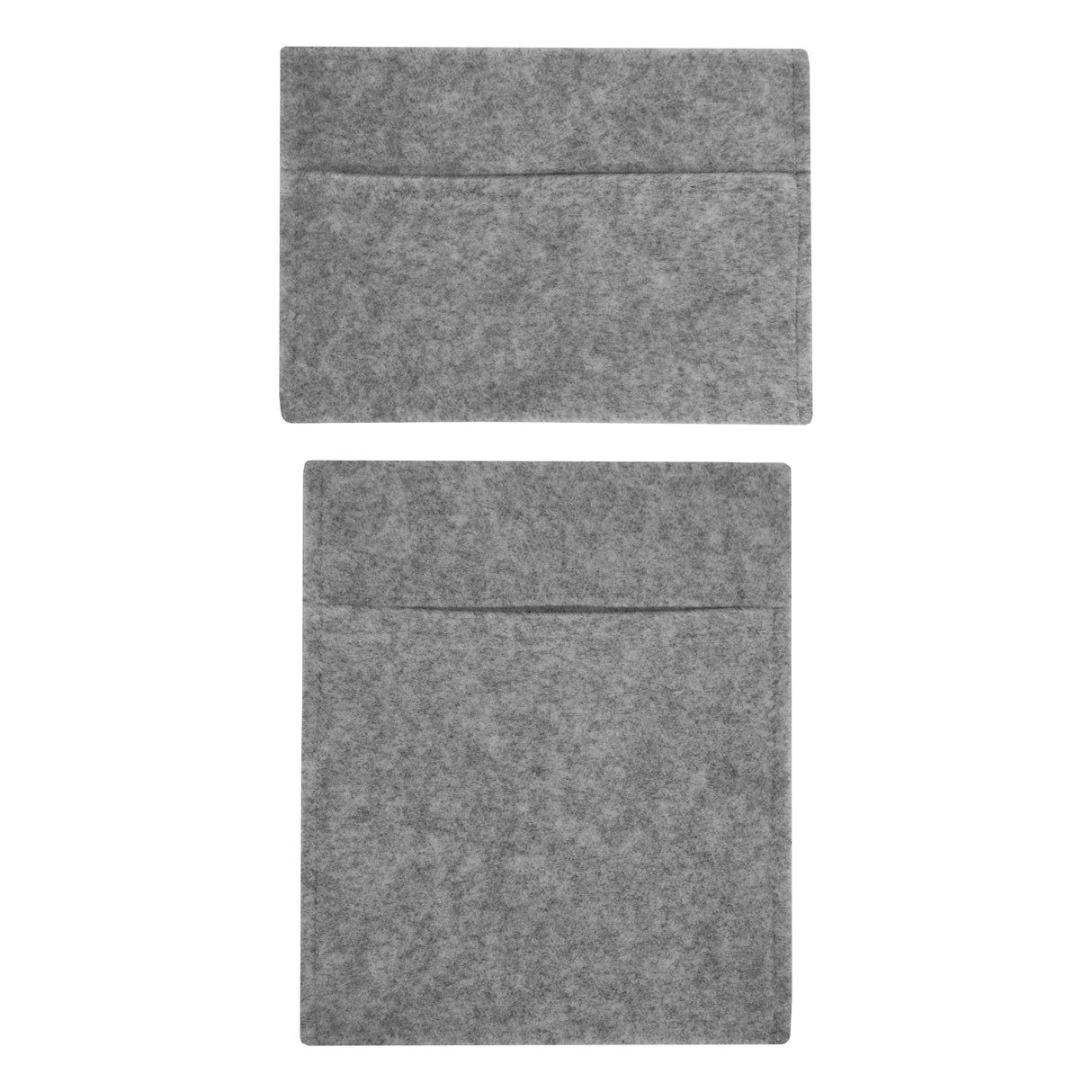 Poches de rangement en feutre gris clair, avec deux compartiments, texture douce et finition élégante, idéales pour l'organisation