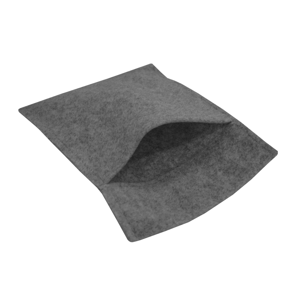 Poche de rangement en feutre gris clair, souple et texturé, idéale pour organiser divers objets dans la maison ou au bureau