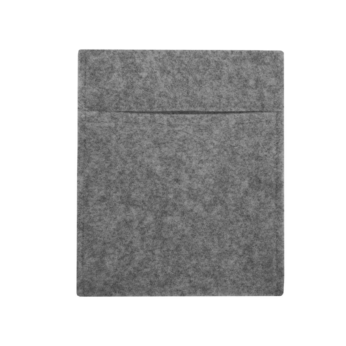 Poche de rangement en feutre gris clair, texture douce et feutrée, forme rectangulaire, idéale pour organiser divers objets