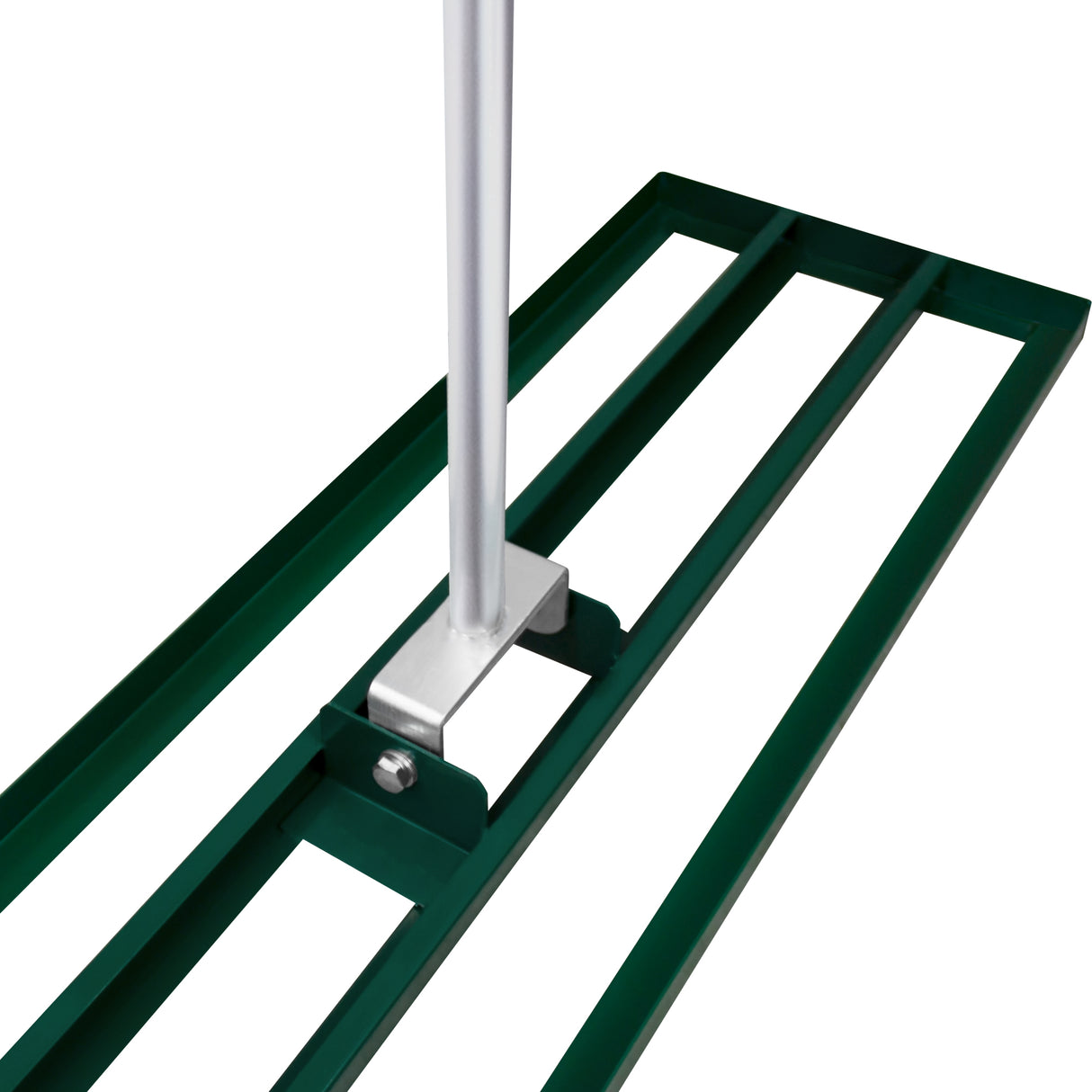 Ensemble scarificateur et niveleur de pelouse de 100 cm, structure en métal vert, poignées en aluminium, design robuste et pratique