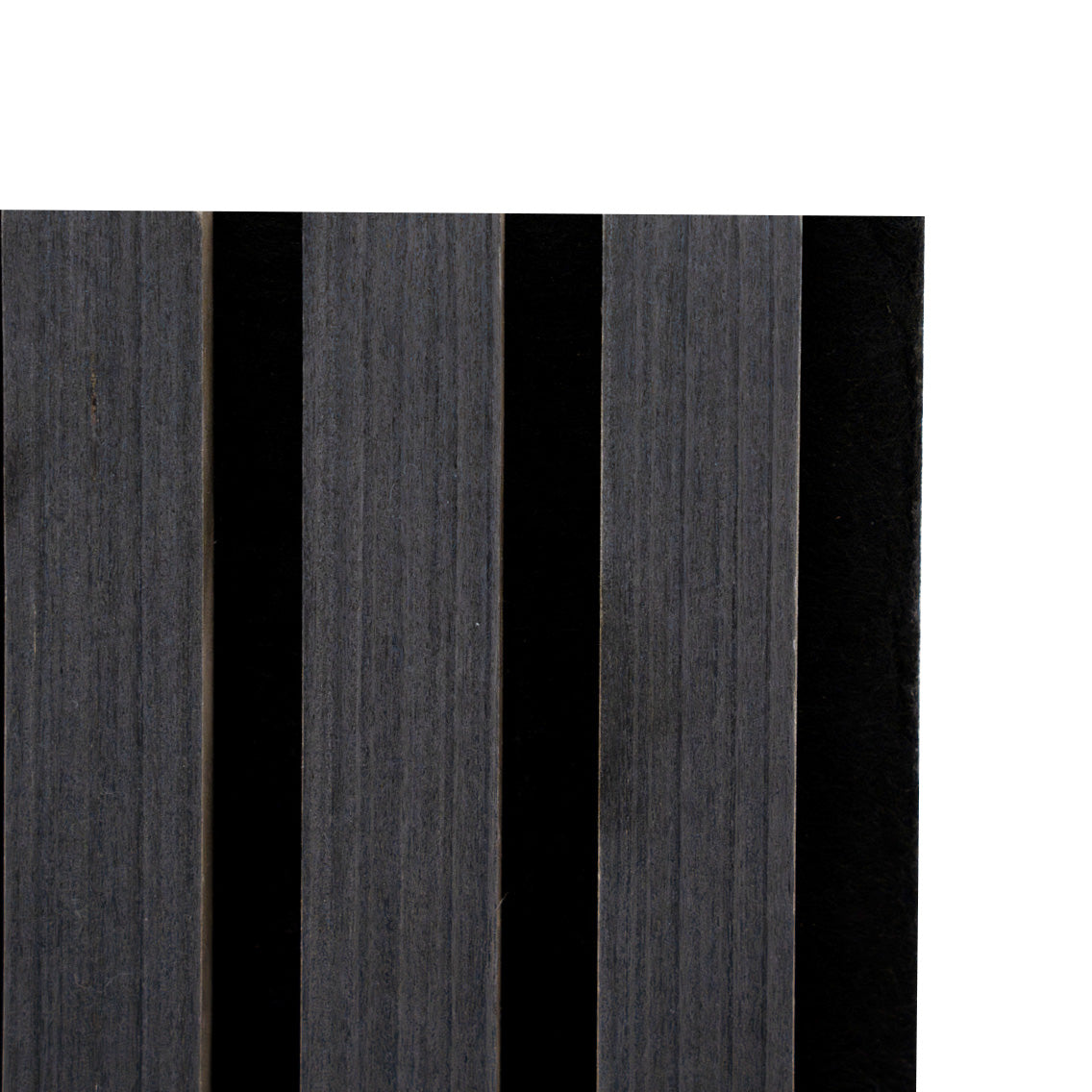 Panneau acoustique mural en gris anthracite, présentant des lattes verticales avec une texture lisse et un design moderne