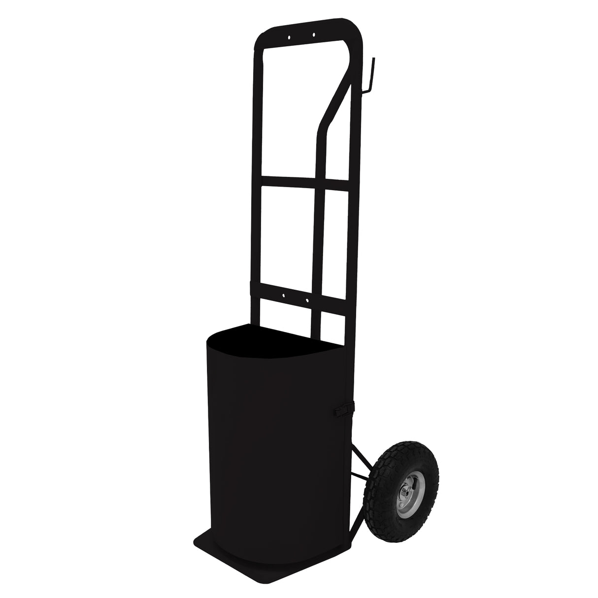 Douche de cheval portable deluxe en noir, avec un châssis robuste, un réservoir cylindrique et des roues pour un transport facile