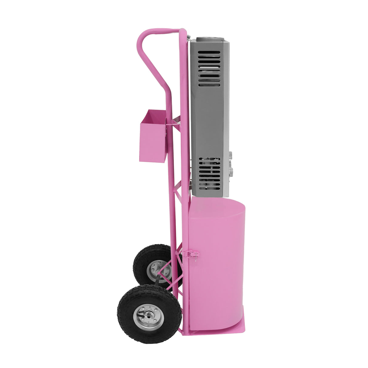 Douche de cheval portable deluxe de couleur rose, avec un cadre en métal, roues robustes et réservoir cylindrique pour l'eau