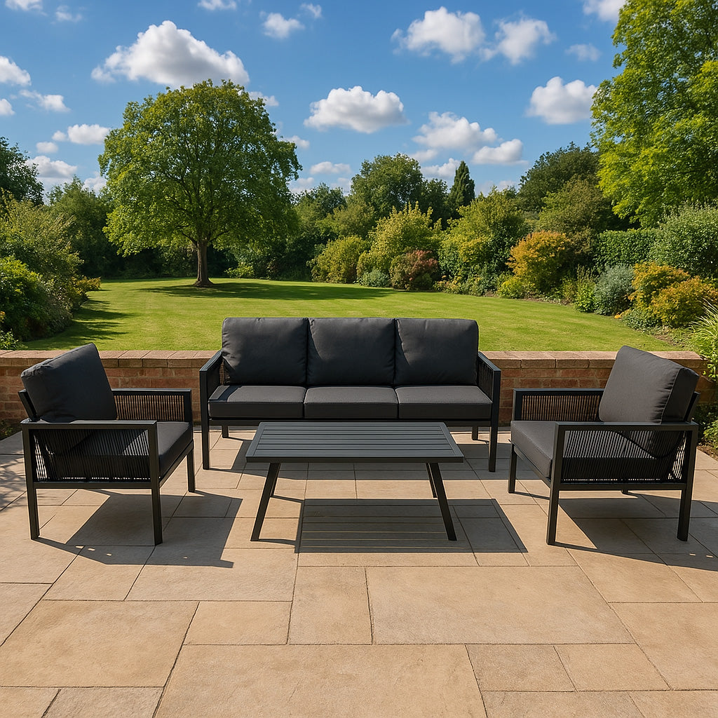 Ensemble de Salon de Jardin 4 Pièces en Aluminium - Gris Anthracite