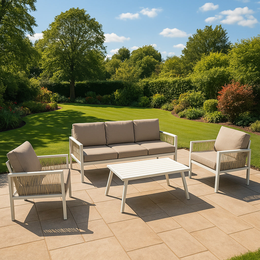 Ensemble de Salon de Jardin 4 Pièces en Aluminium - Blanc