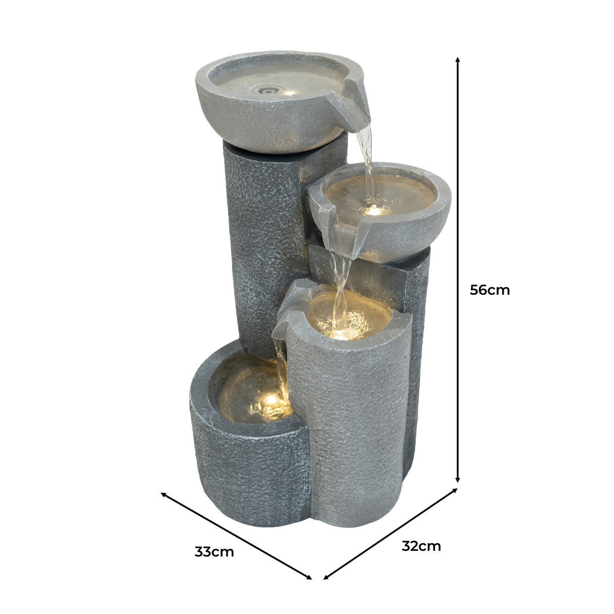 Fontaine de Jardin « Tranquil Tiers » Avec Éclairage LED