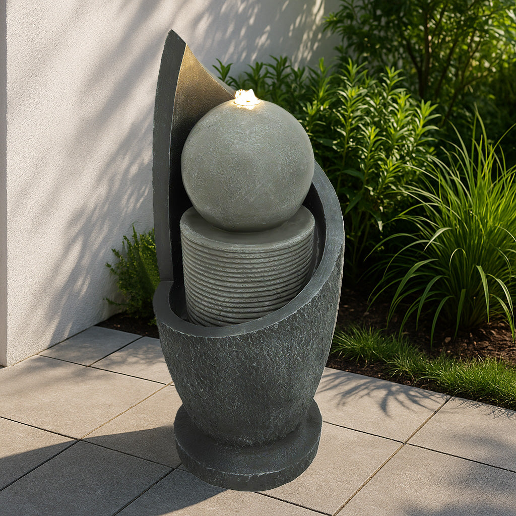 Fontaine de Jardin « Zen Cascade » Avec Éclairage LED