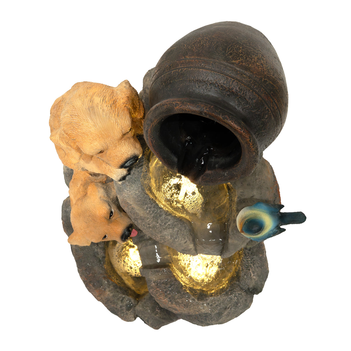 Fontaine de Jardin « Canine Creek » Avec Éclairage LED