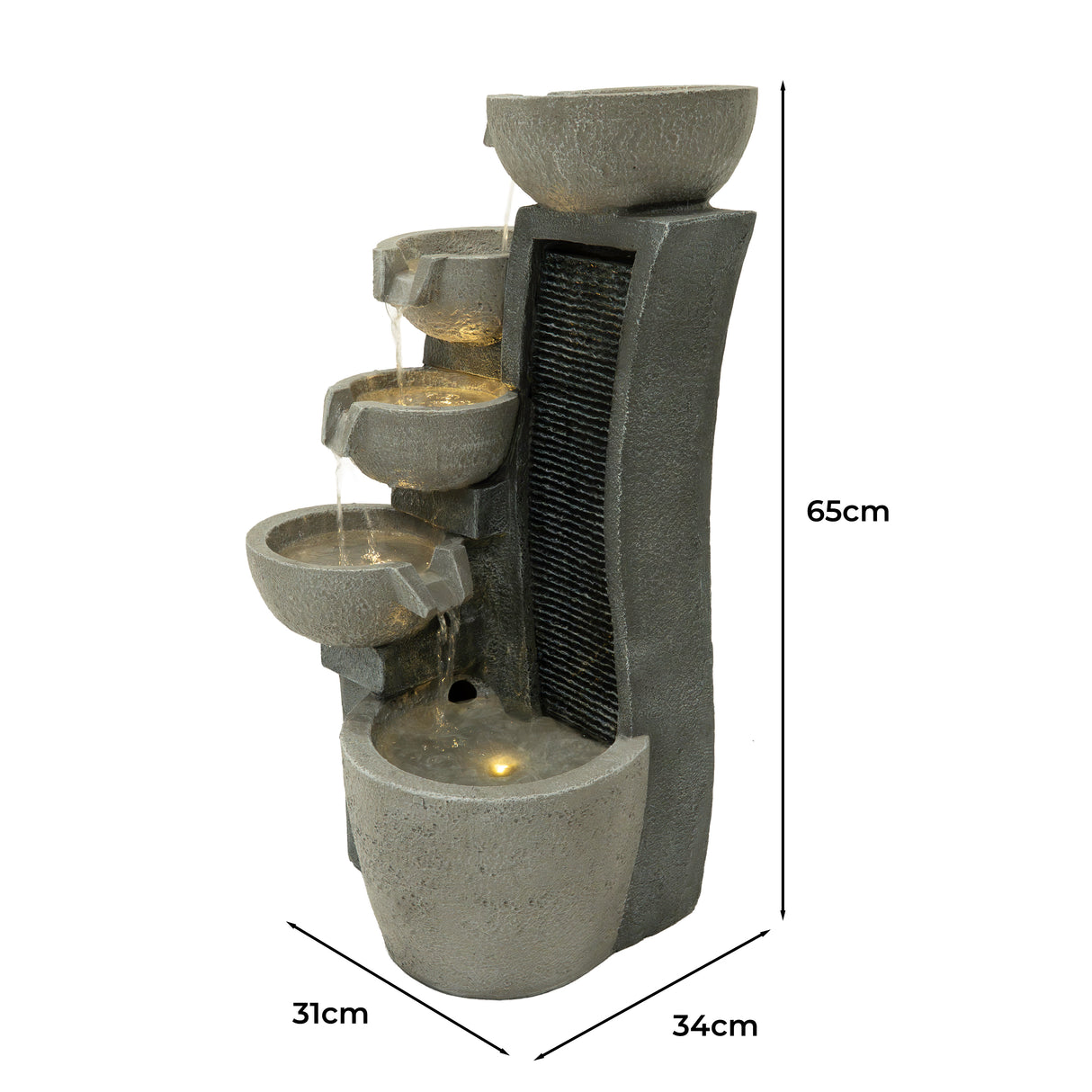 Fontaine de Jardin « Sleek Streams » Avec Éclairage LED