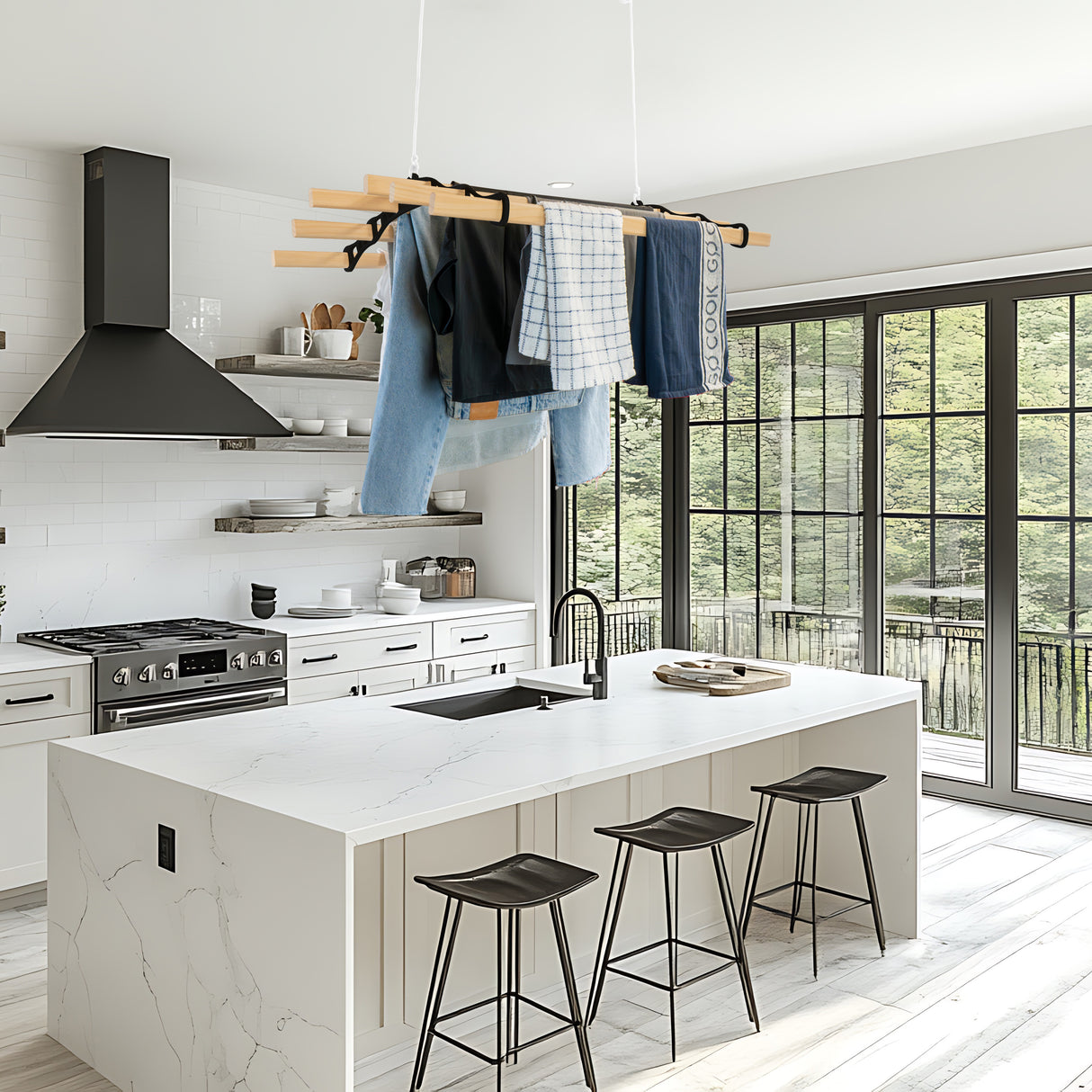 Étendoir à Linge Suspendu de 0,9 m - Noir