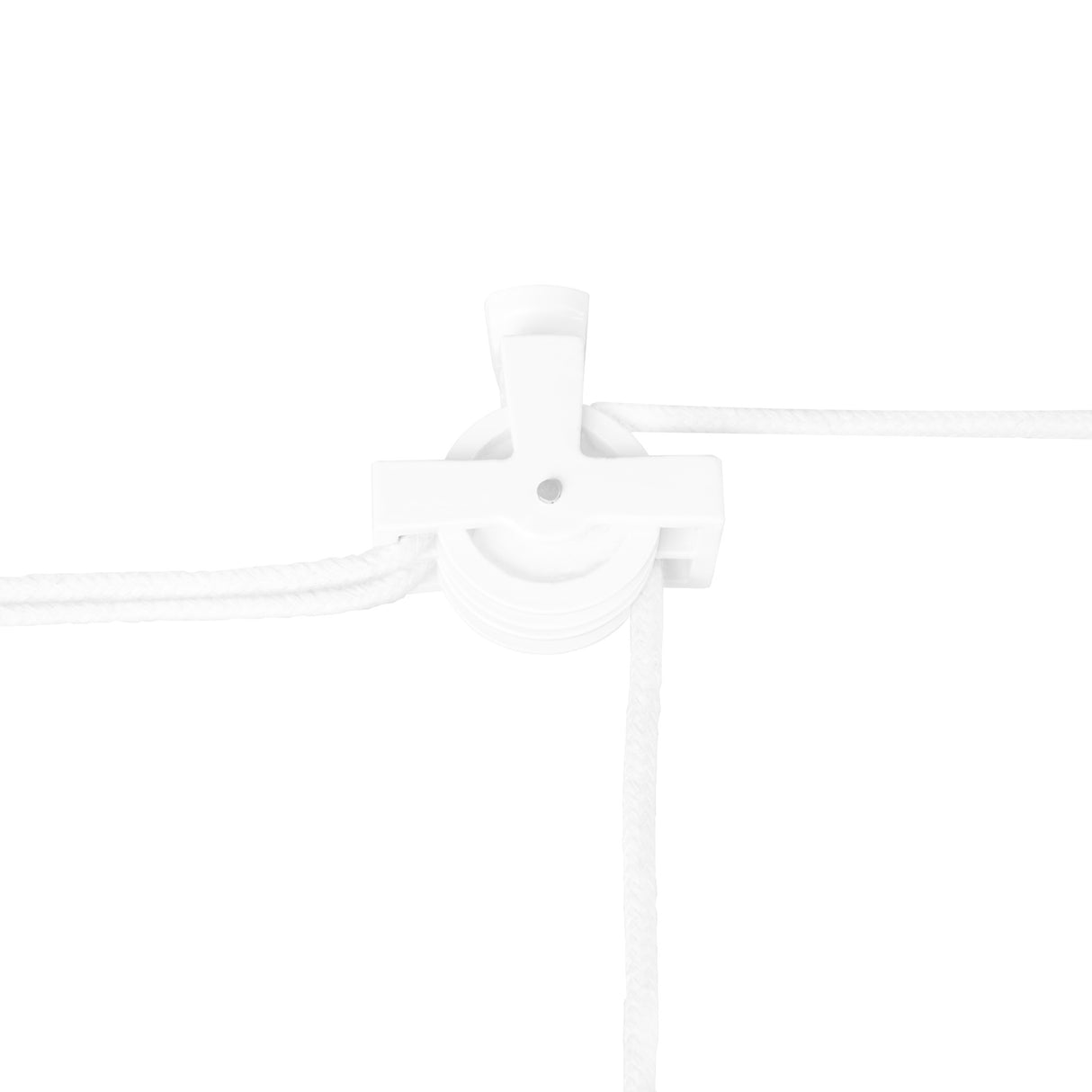 Système de poulie blanc pour étendoir à linge suspendu, avec cordes blanches et mécanisme de tension pour un séchage efficace