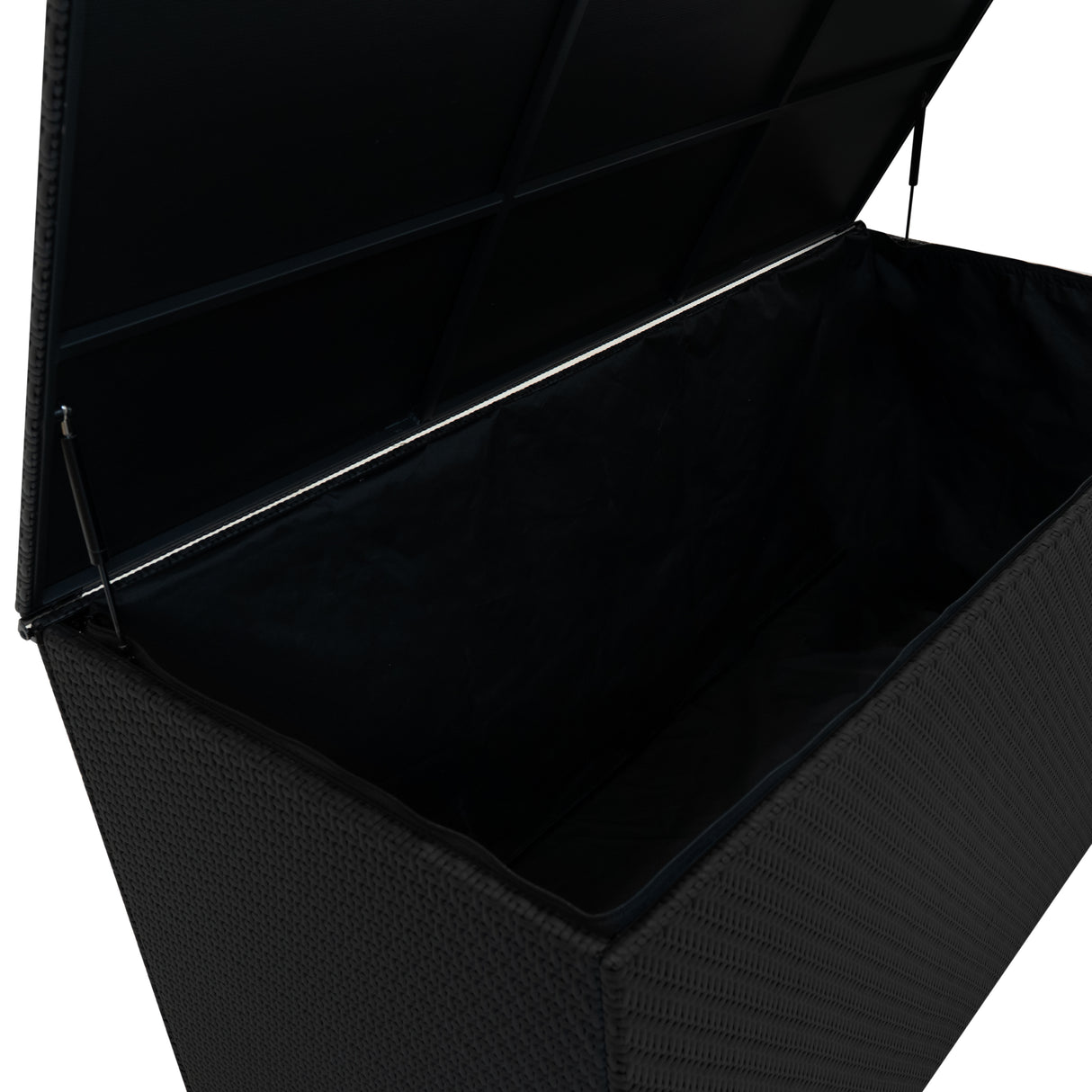 Coffre de rangement d'extérieur en rotin noir, 700 L, avec un intérieur spacieux et une finition tissée élégante et durable