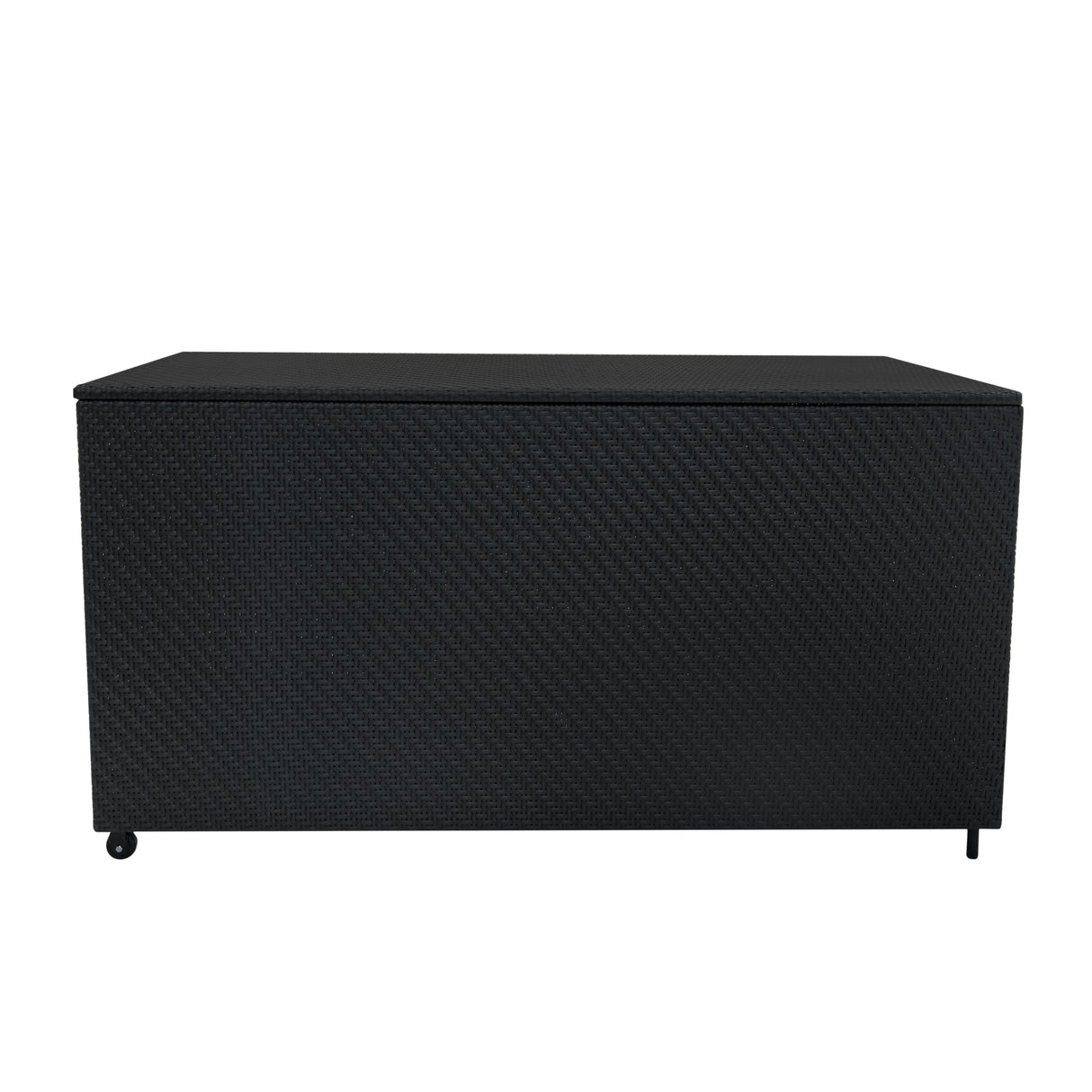 Coffre de rangement extérieur en rotin noir, 700 L, surface texturée, design moderne et élégant, idéal pour le jardin ou la terrasse