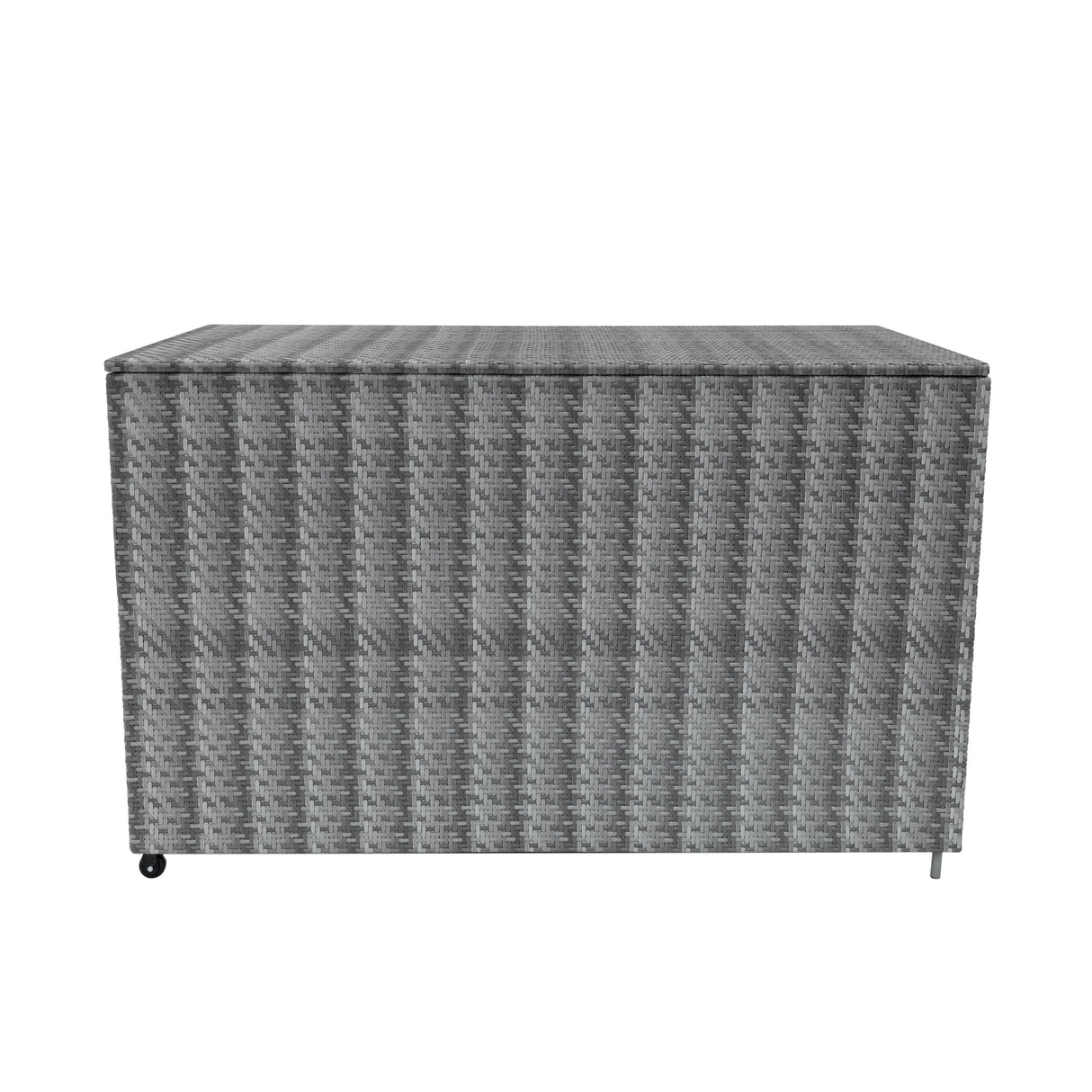 Coffre de rangement d'extérieur en rotin gris, design moderne, texture tissée, idéal pour le stockage en extérieur, 996 L