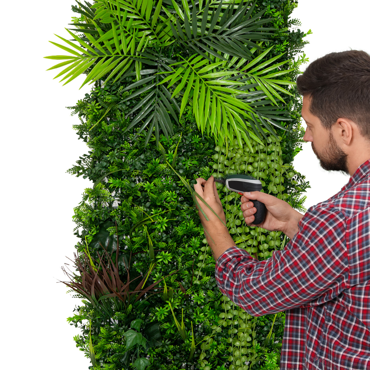 Panneau mural végétal artificiel de 50 x 150 cm avec feuillage vert luxuriant, texture réaliste et design moderne, idéal pour la décoration intérieure
