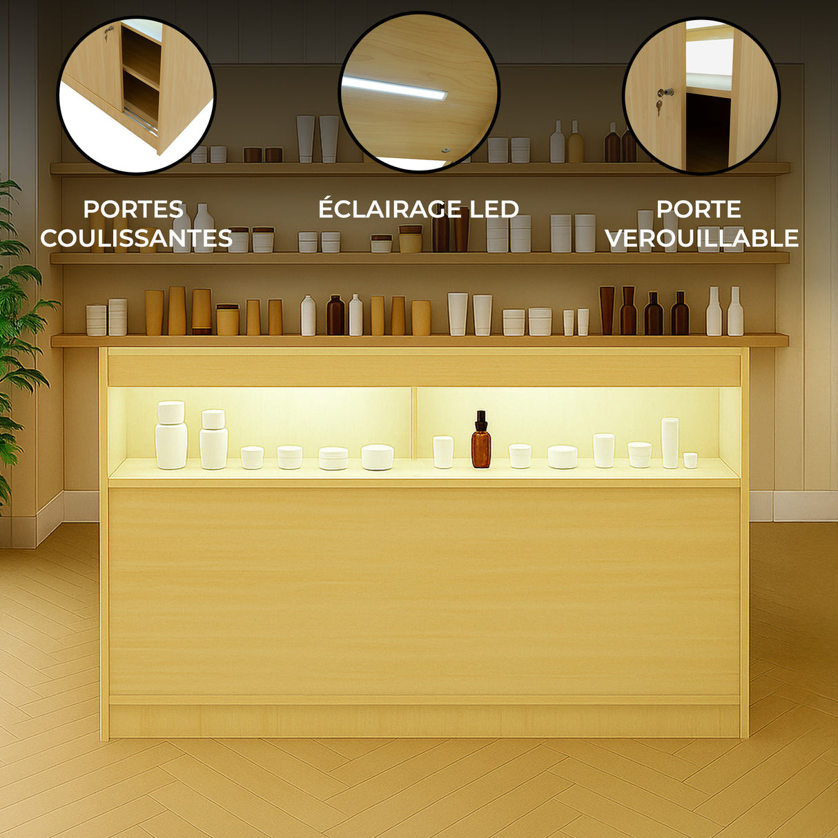 Comptoir de Vente à LED - Érable B1500