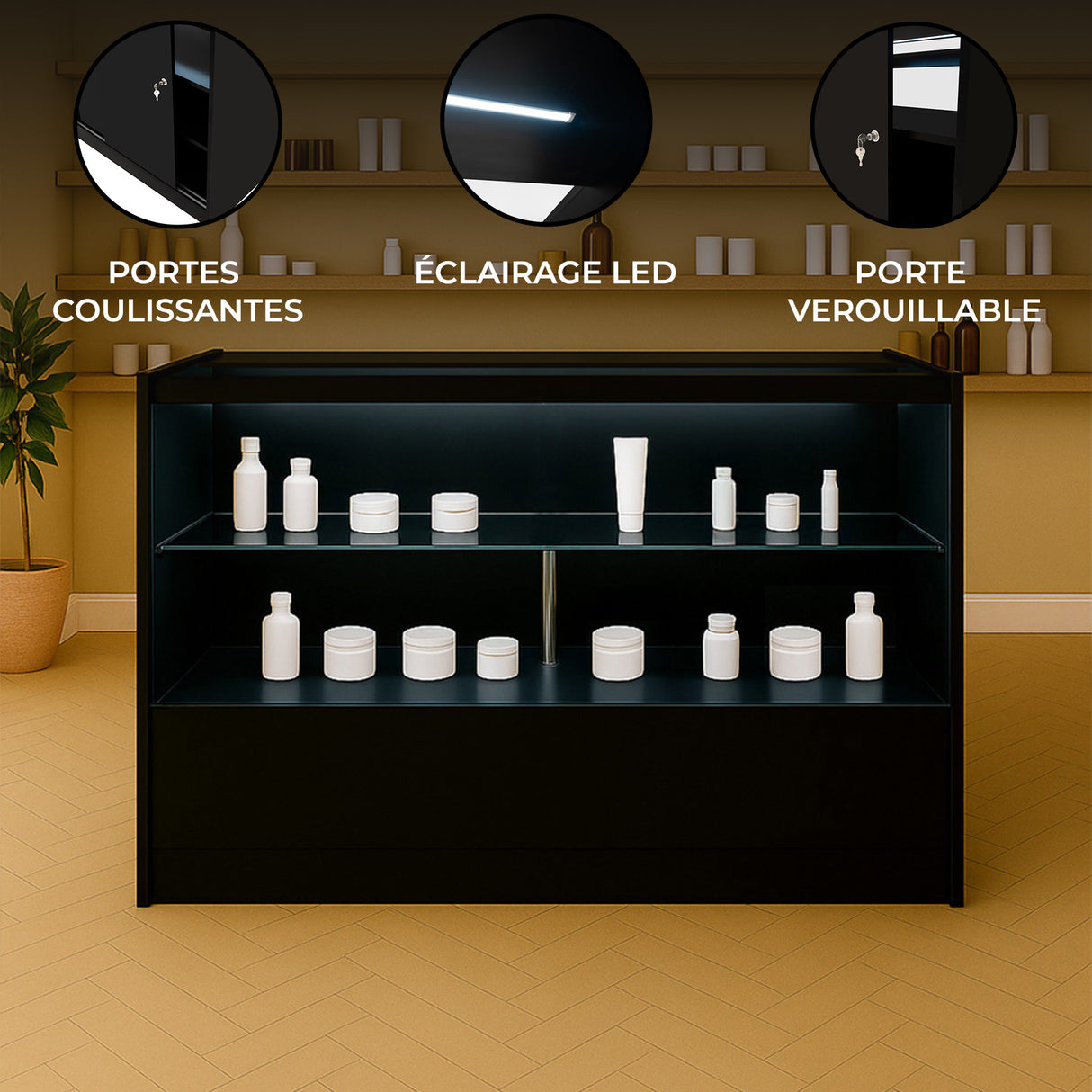 Comptoir de Vente à LED - Noir C1500