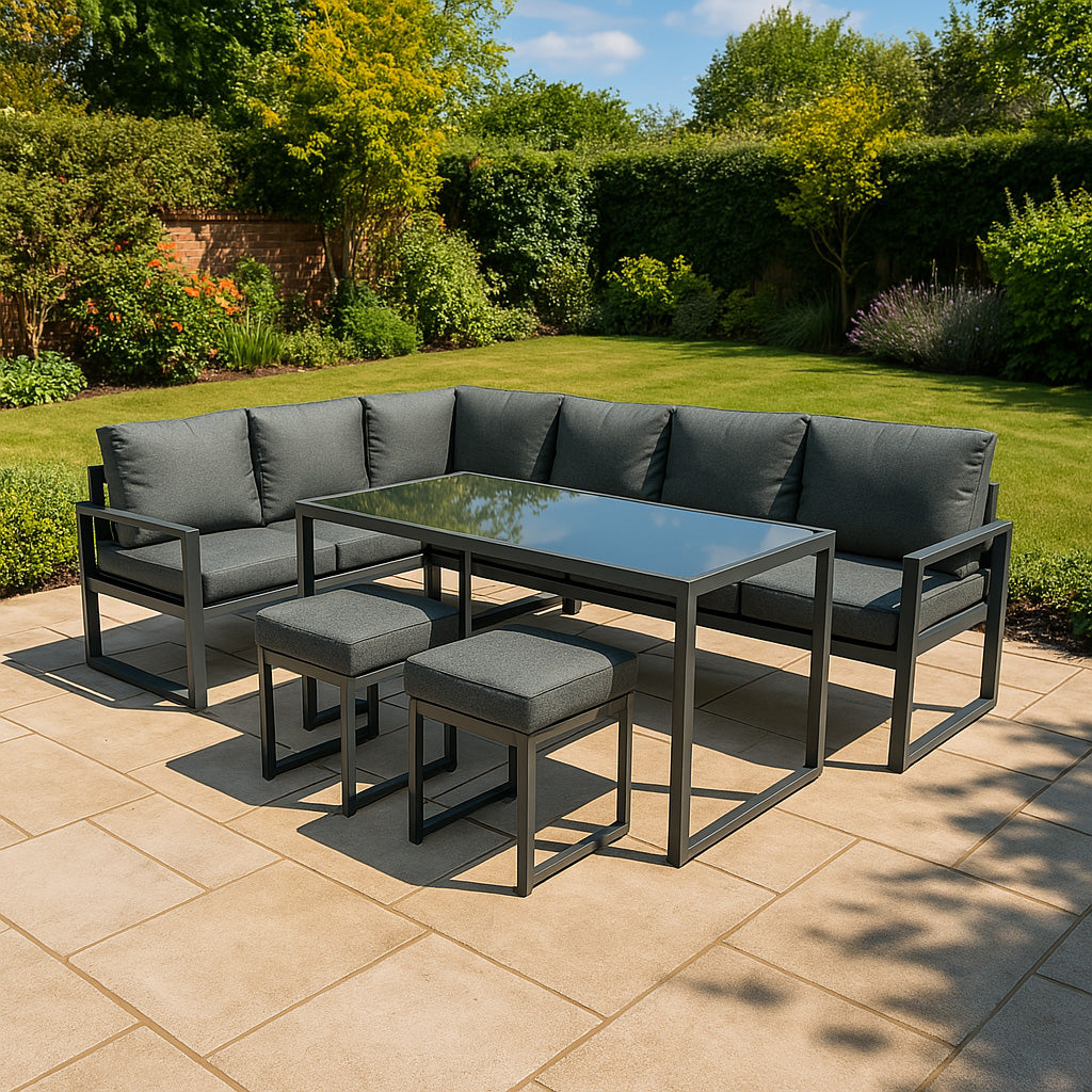 Ensemble de Salon de Jardin 5 Pièces en Aluminium – Gris Anthracite