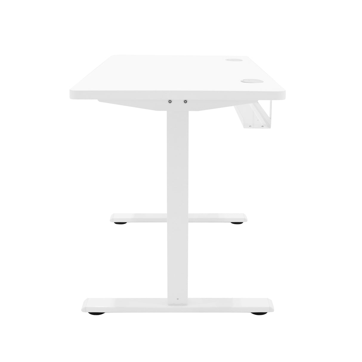 Bureau assis-debout électrique blanc, 120 x 60 cm, avec tiroir, surface lisse et pieds robustes pour un soutien stable