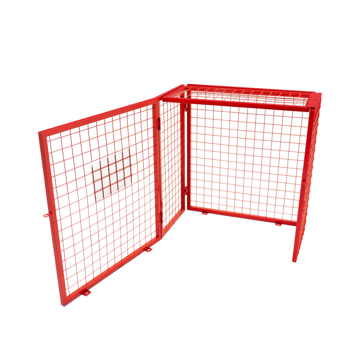 Cage métallique rouge pour bouteilles de gaz, dimensions 90 x 80 x 43 cm, avec une grille en métal et une porte d'accès pratique