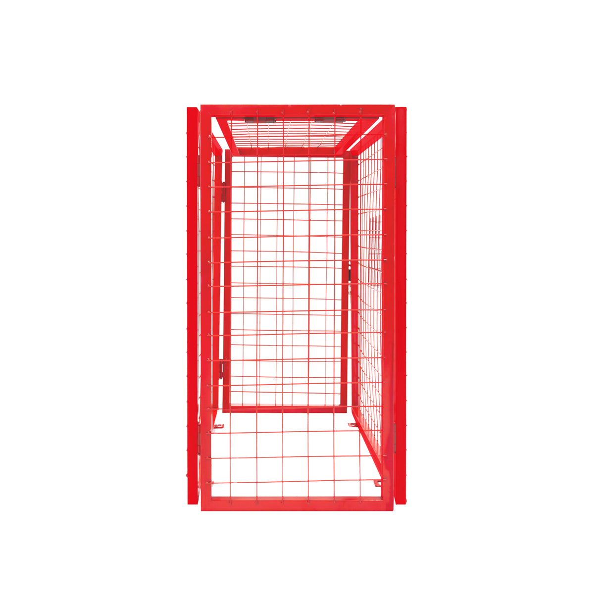 Cage métallique rouge pour bouteilles de gaz, dimensions 92 x 110 x 50 cm, avec structure en treillis et finition lisse