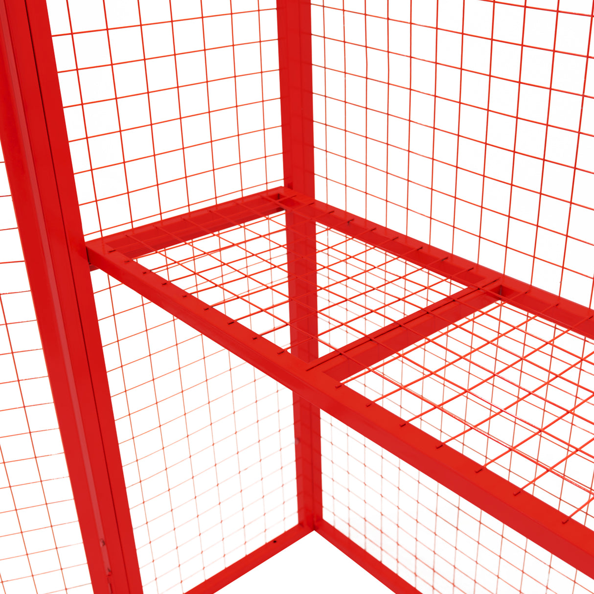 Cage métallique rouge pour bouteilles de gaz, dimensions 181 x 160 x 57 cm, avec une structure en treillis et une finition lisse