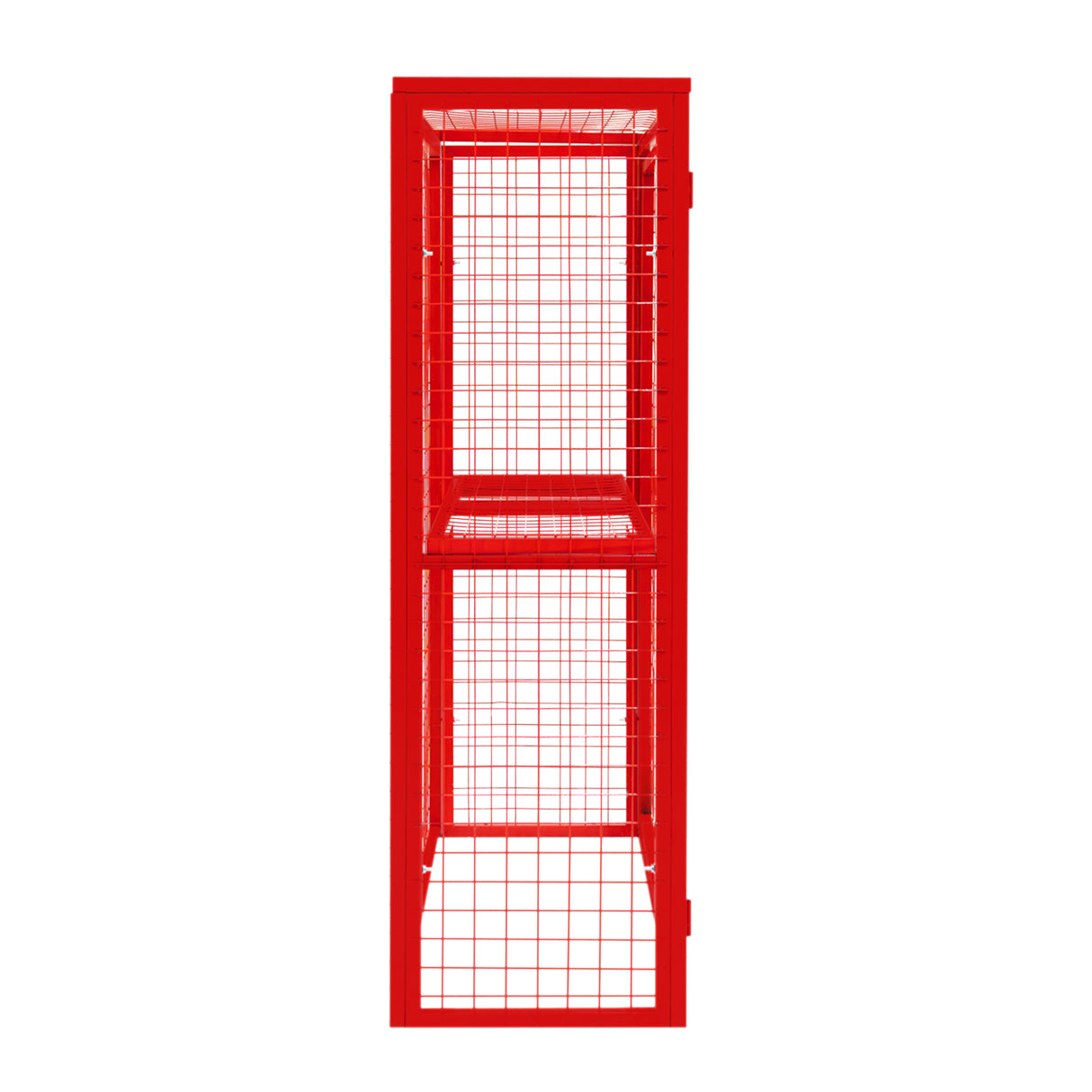 Cage métallique rouge pour bouteilles de gaz, dimensions 181 x 160 x 57 cm, avec grille en métal et finition lisse