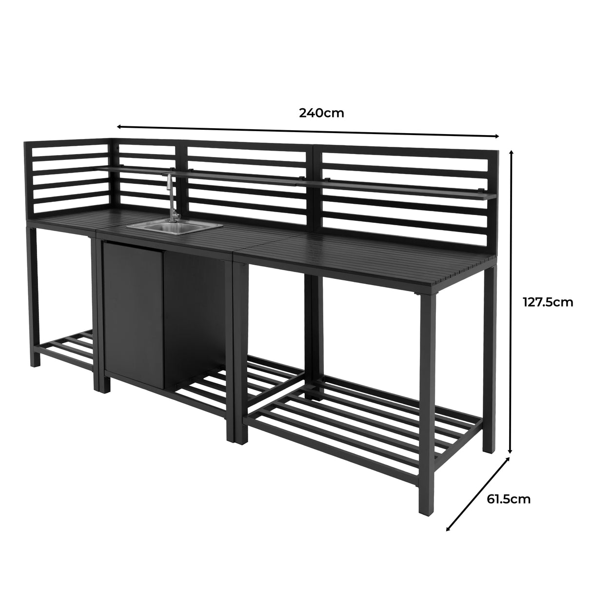 Ensemble de Cuisine Extérieure 3 Pièces en Aluminium