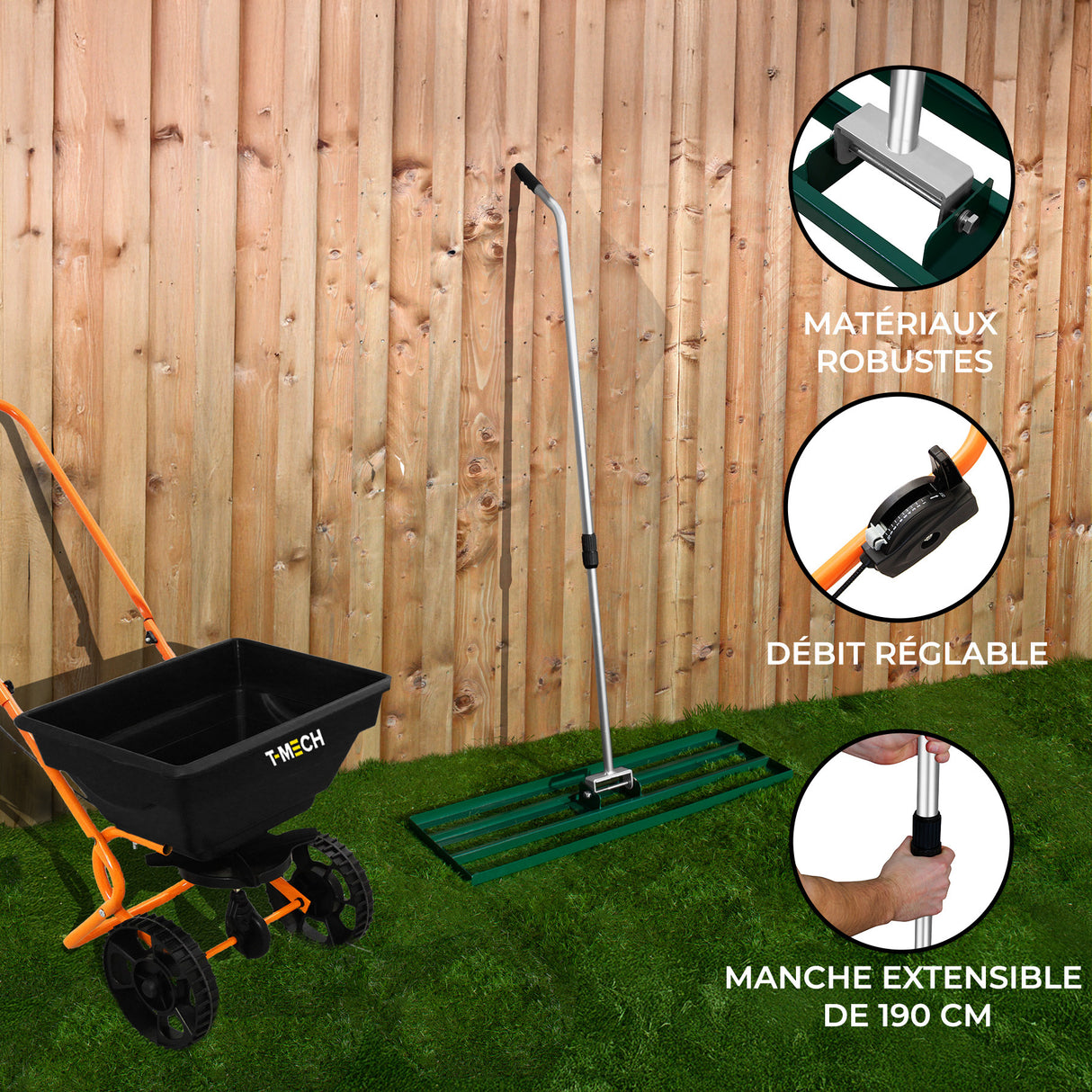 Épandeur Rotatif & Niveleur de Pelouse 100 cm (Vert)