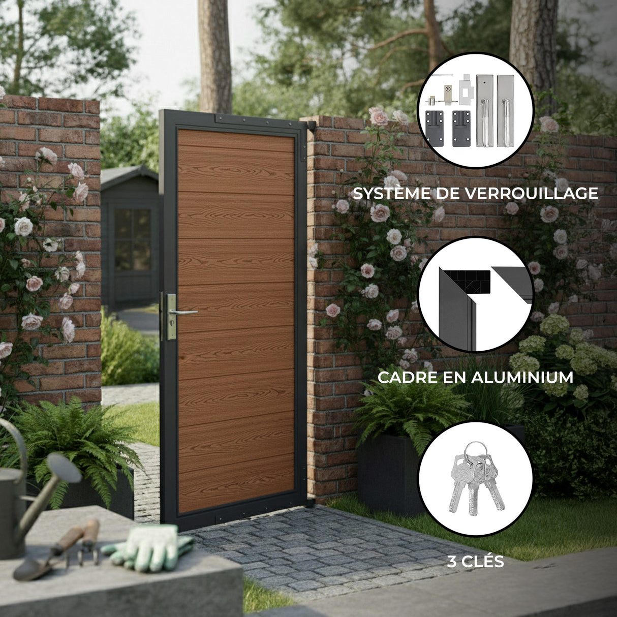 Kit Clôture Portillon en Composite - Marron