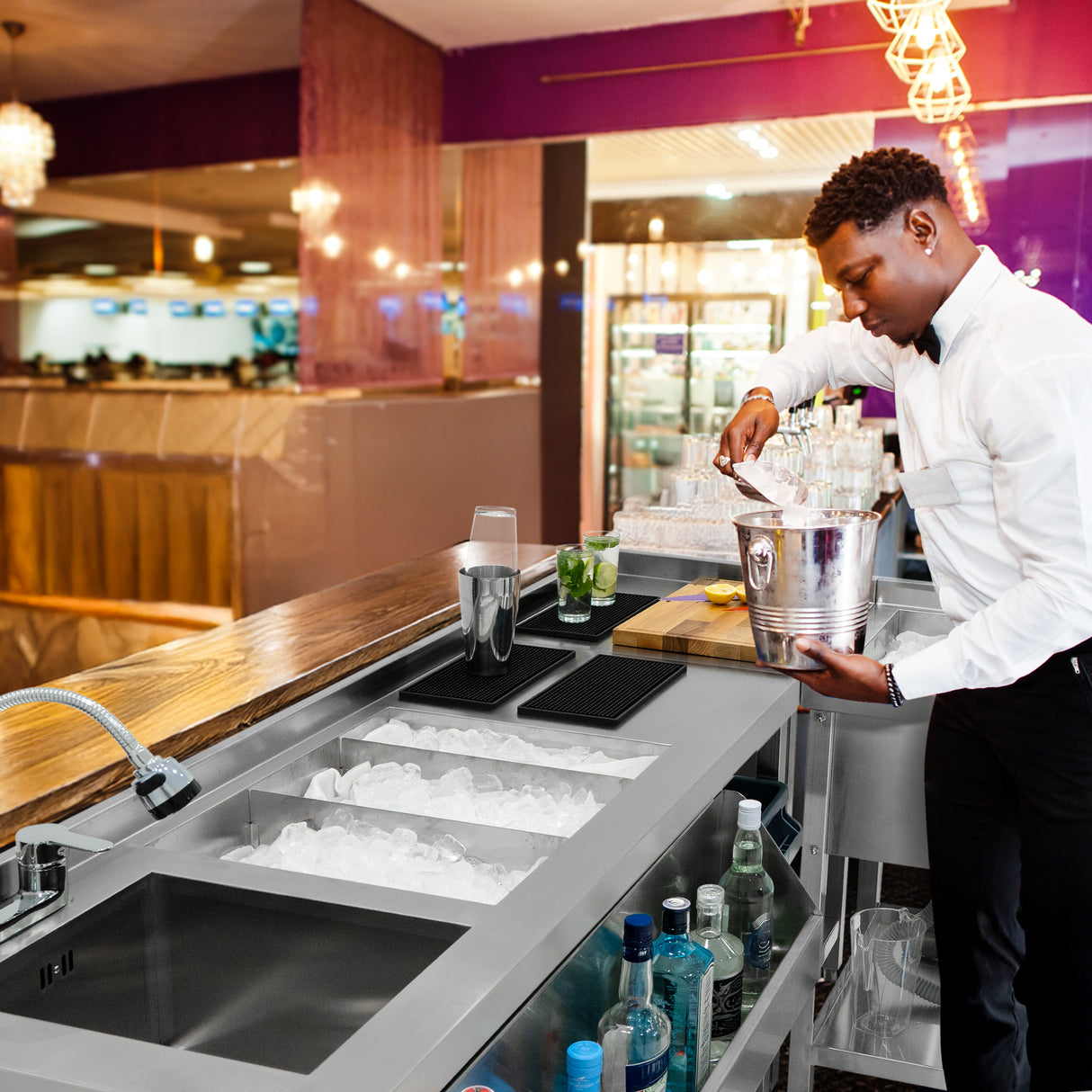 Bar à Cocktails Modulaire avec Bac de Glace