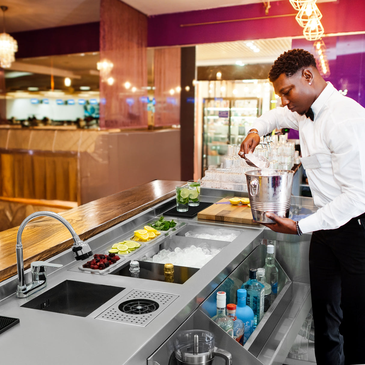 Bar à Cocktails Modulaire Deluxe avec Bac de Glace